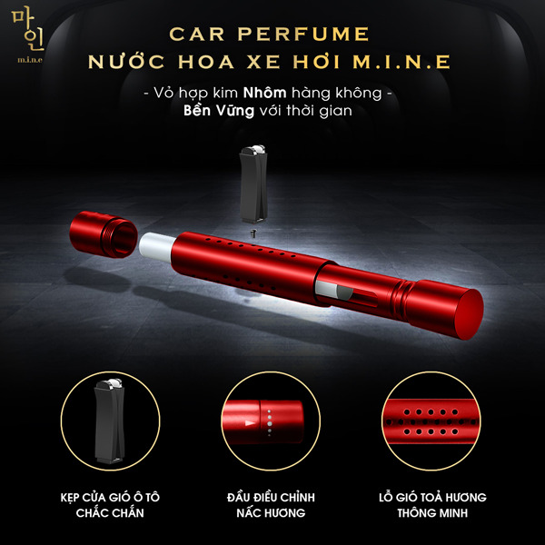 Nước hoa xe hơi Mine Đỏ - Hương Gỗ ấm Mine Car Perfume Reddy - Wood-duoc-ban-tai-Droppiimart