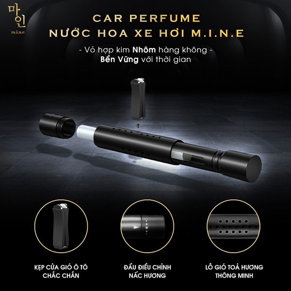 Nước hoa xe hơi Mine Đen - Hương Trái cây Mine Car Perfume Midnight - Fruit-duoc-ban-tai-Droppiimart